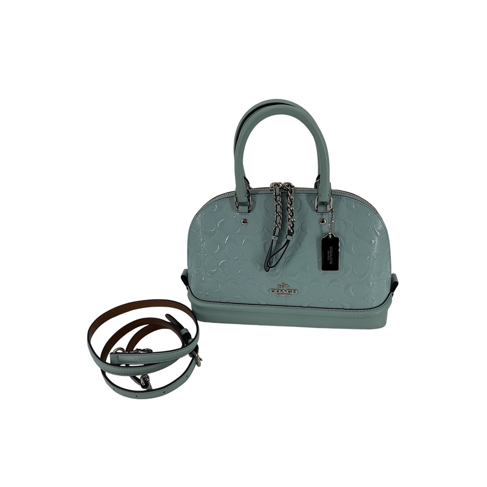 Coach Mini Sierra Satchel F58540 Patent‎ Leather Blue | Crossbody | Authentic - Picture 5 of 12
